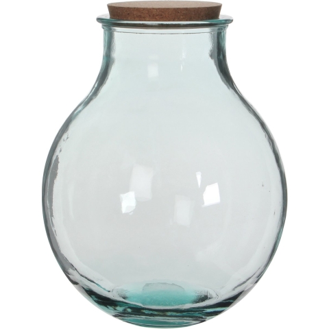 Mica Decorations Vaas - rond - met kurk - glas - 29 x 38 cm - transparant -