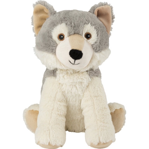 Warmte/magnetron opwarm knuffel - Wolf - grijs - 24 cm - pittenzak -