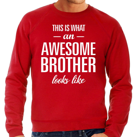 Awesome brother / broer cadeau sweater rood heren XL -
