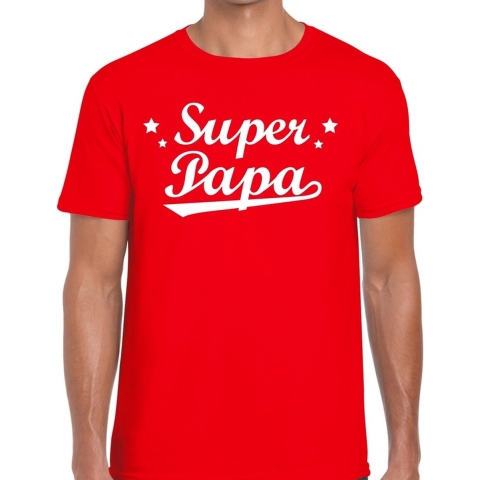 Super papa cadeau t-shirt rood voor heren L -
