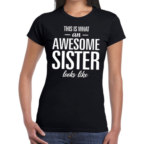 Awesome sister tekst t-shirt zwart dames 2XL -