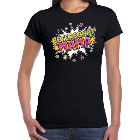 Beterschap mama cadeau shirt zwart voor dames M -
