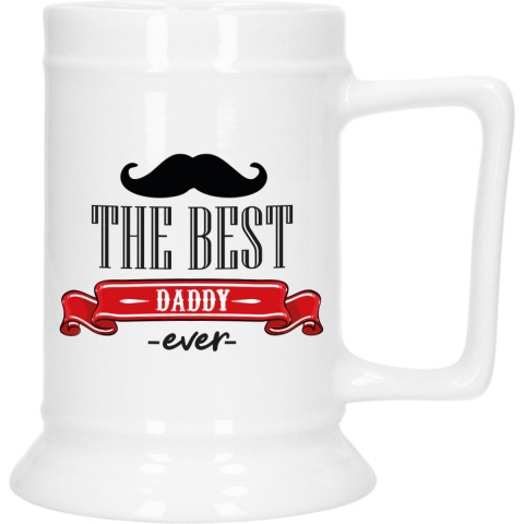 Cadeau Bierpul voor papa - rood - keramiek - 530 ml - Vaderdag -