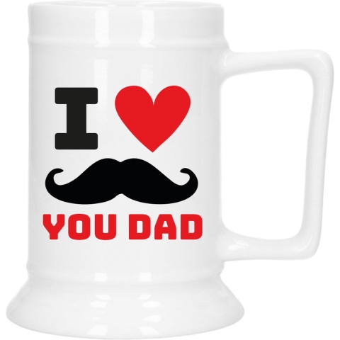 Cadeau Bierpul voor papa - rood - liefde - keramiek - 530 ml - Vaderdag -