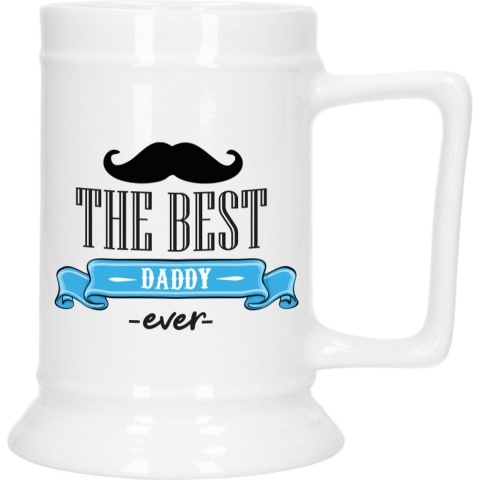 Cadeau Bierpul voor papa - blauw - keramiek - 530 ml - Vaderdag -