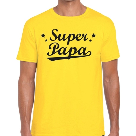 Super papa cadeau t-shirt geel voor heren XL -