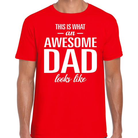Awesome Dad cadeau t-shirt rood heren - Vaderdag cadeau L -