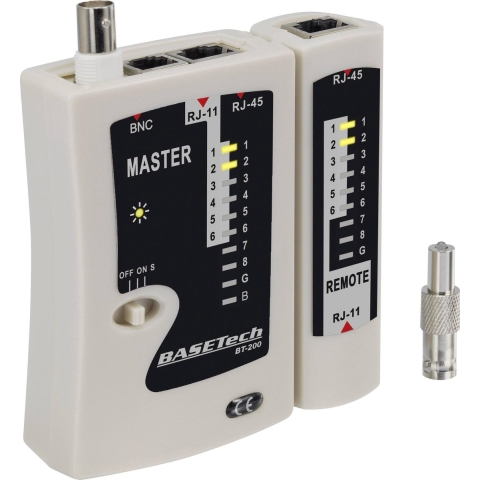 Basetech BT-200 BT-200 Kabeltester Geschikt voor: RJ-45, RJ-11, BNC