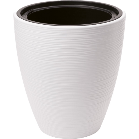 Form Plastic Plantenpot/bloempot Gobi - kunststof - wit - D40 x H32 cm - met binnenpot -