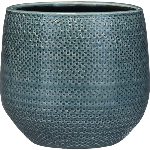 Mica Decorations Bloempot - midnight blauw - keramiek - 21x19 cm -