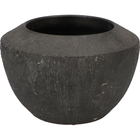 DK Design Bloempot Maya - schaal - verweerd zwart - D20xH13cm - rustiek -