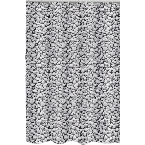 Douchegordijn - grijs - kiezels print - Polyester - 180 x 200 cm - wasbaar -