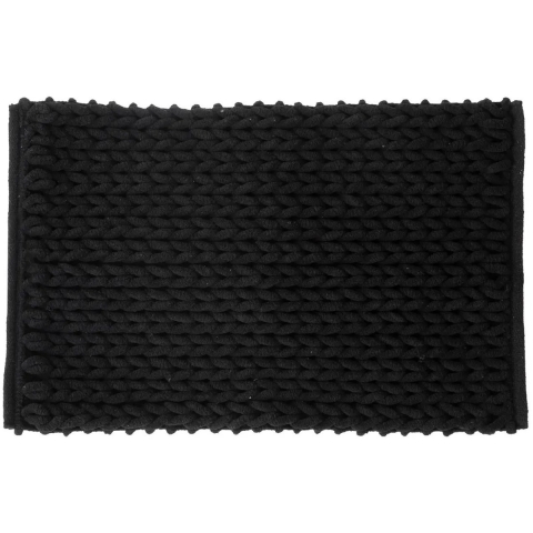 5Five extra dikke kabels Badmat - zwart - 50 x 75 cm - Badkamer kleedjes - dikte van 2.2 cm -