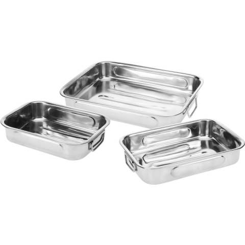Braadsledes/ovenschalen - set van 3x stuks - rvs metaal - zilver - 3 formaten -