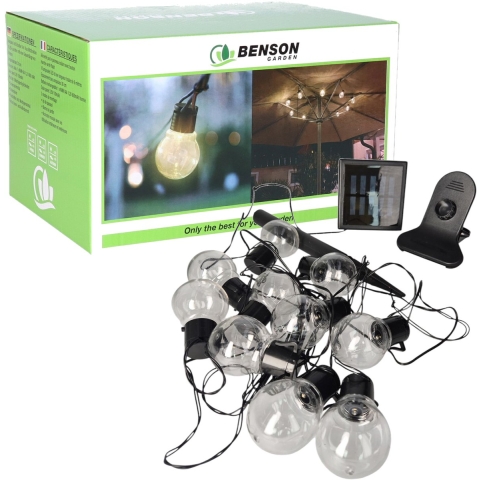 Solar LED lichtslinger - 2x - 10 lampjes - 6 meter - zonnepaneel - buitenverlichting -