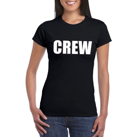 Crew tekst t-shirt zwart dames XL -