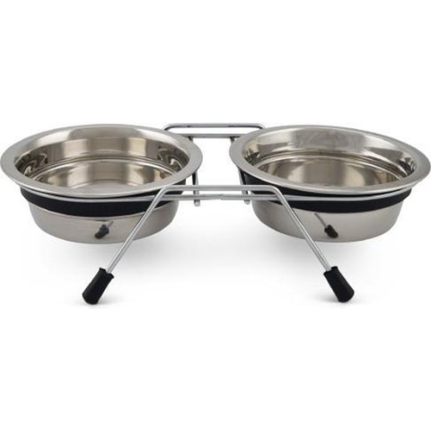 Beeztees rvs delux dinerset Lumara hond grijs 13 cm