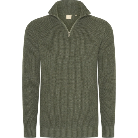 Mario Russo Rib Skipper - Heren Trui - Half Zip - Agave Groen - 3XL