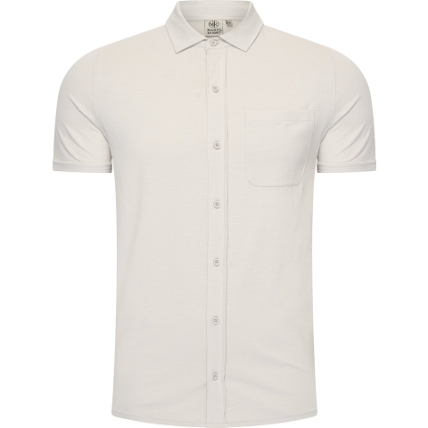 Mario Russo Korte Mouwen Overhemd - Overhemd heren - Polo Shirt Heren - t shirt heren - 3XL - Steen