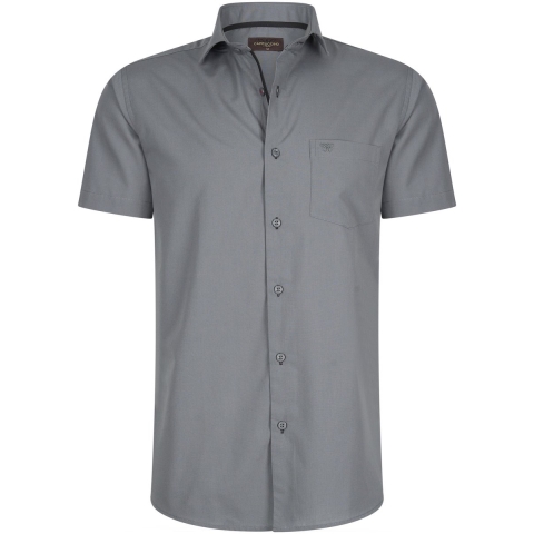 Cappuccino Italia - Heren Overhemden Overhemd Uni - Grijs - Maat XL