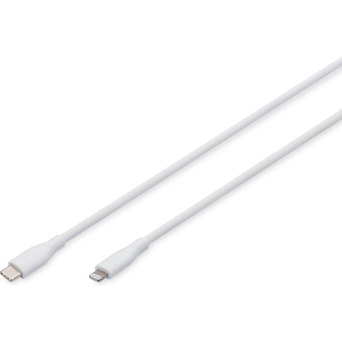 Digitus USB-kabel USB 2.0 Apple Lightning stekker, USB-C stekker 0.50 m Wit Flexibel, Zeer flexibel, Met USB, Silicone, Uitstekende verouderingseigenschappen,