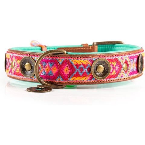 DWAM Dog with a Mission – Halsband Hond – Hondenhalsband – Roze – L – Leer – Halsomvang tussen 38-47 x 4 cm – Boho Rosa