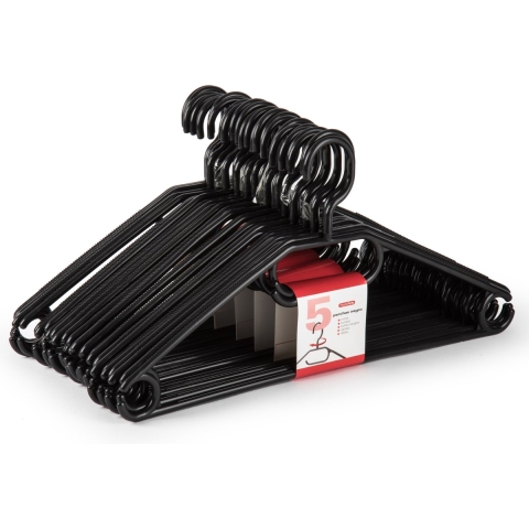 Kledinghangers - 20x stuks - kunststof - zwart - B40 cm -