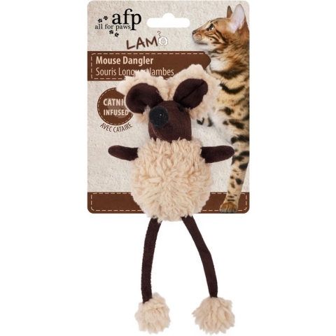 Afp mouse dangler lamswol met catnip assorti 16 cm