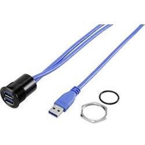 TRU COMPONENTS USB-22-BK USB A inbouwbus 3.0 2x USB 3.0-bus A naar 2x USB 3.0-stekker A Inhoud: 1 stuk(s)