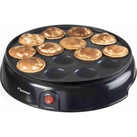 Bestron poffertjesmaker in retro-design, electrische poffertjespan met antiaanbaklaag & indicatielampje, Sweet Dreams, 800 W, kleur: zwart