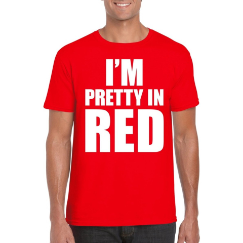 I am pretty in red tekst t-shirt rood heren XL -