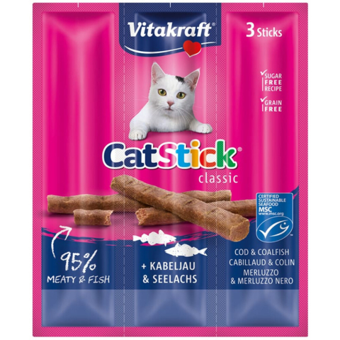 Vitakraft Catstick Mini - Kabeljauw & Tonijn - Kattensnack - 3 sticks