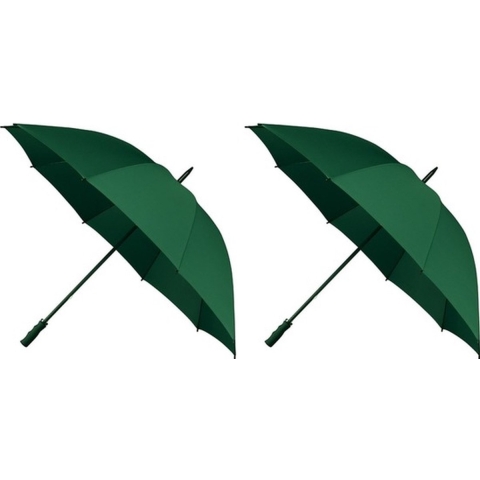 Falcone Golf stormparaplu windproof - 2x - donkergroen - lang - 130 cm -