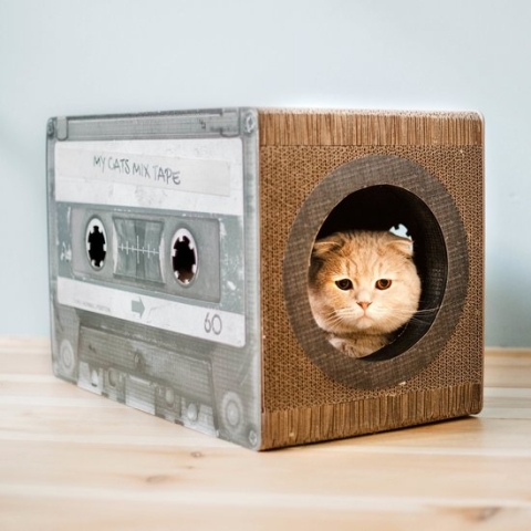 District 70 MIXTAPE - Trendy Retro Krabmeubel van duurzaam karton - Omkeerbaar - 54x35x31cm - Zwart