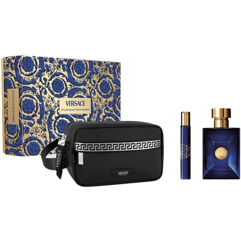 Versace Versace Dylan Blue Gift Set voor Heren - EDT 100 ml + Travel Spray 10 ml + Toilettas