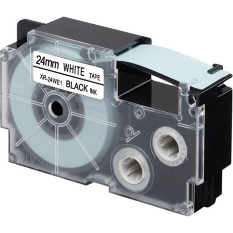 Casio XR-24WE1 Labeltape Tapekleur: Wit Tekstkleur: Zwart 24 mm 8 m