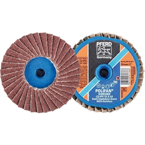 PFERD TOOLS 42719106 CD PFF 50 A 60 Lamellenschijf Diameter 50 mm Brons, Titanium, Titaniumlegering, Koper, Messing, RVS, Grijs/grauw sferoïdisch gietijzer,
