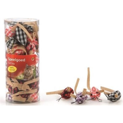 Geruite muis met catnip (mix) 3 stuks