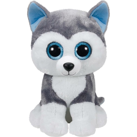 TY Husky hond Beanie - pluche knuffels - grijs/wit - 42 cm - knuffeldieren -