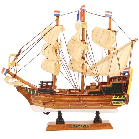 Decoratie model zeiljacht/zeilboot driemaster - 24 x 24 cm - miniatuur boot/boten - de Batavia -