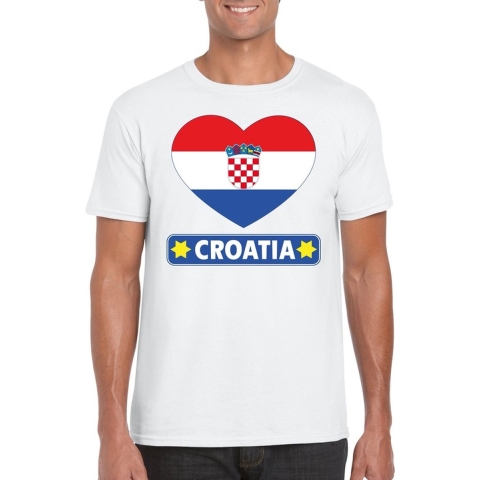 Kroatie hart vlag t-shirt wit heren L -
