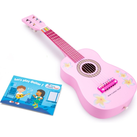 Gitaar - Roze met Bloemen