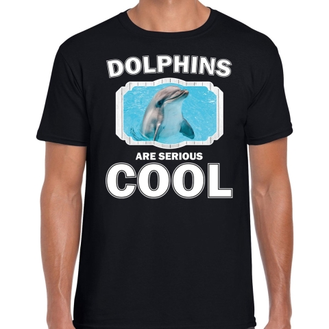 Dieren dolfijn t-shirt zwart heren - dolphins are cool shirt 2XL -
