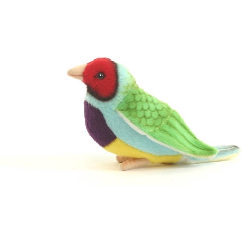 Hansa pluche Gouldamadine vogel knuffel groen 11 cm -