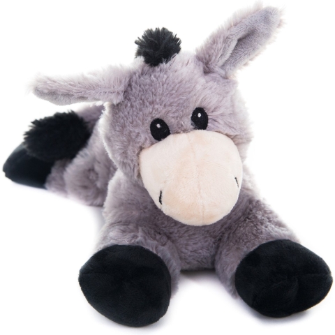 Warmte/koelte knuffel - magnetron - ezel - grijs - 30 cm - voor kinderen/jongens/meisjes -
