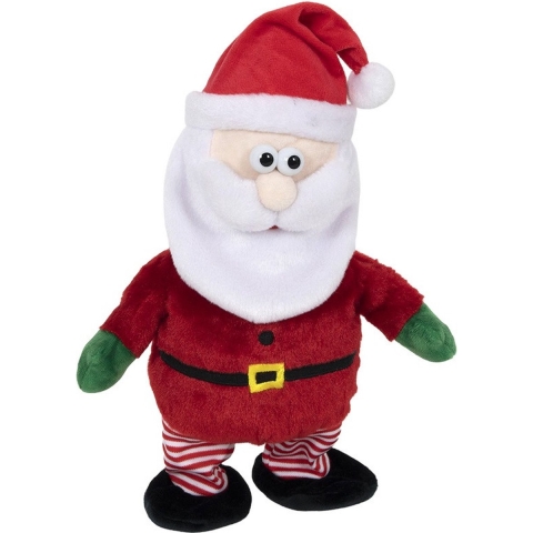 Kerstman knuffel pop-figuur - 30 cm - met beweging en muziek -