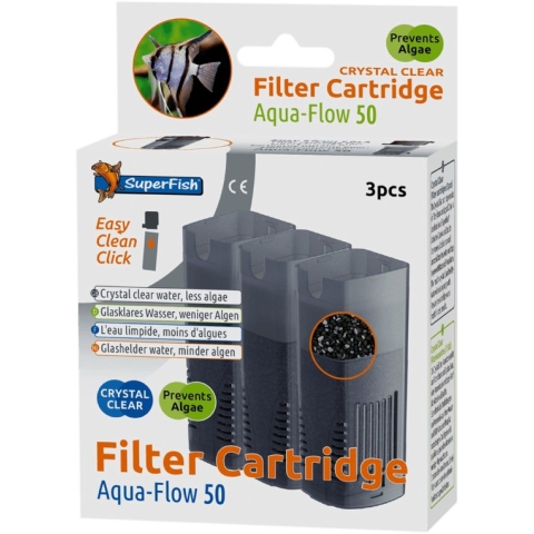 SuperFish AquaFlow 50 Crystal Clear Cartridge - Aquariumfilter - 3 stuks