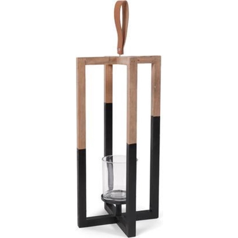 SENZA kandelaar hout zwart/naturel 40cm