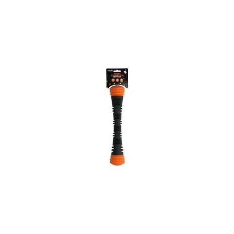Dog Comets Meteor Werpstok - Hondenspeelgoed - Stuiterend - Rubber - L - 32 cm - Oranje/Zwart