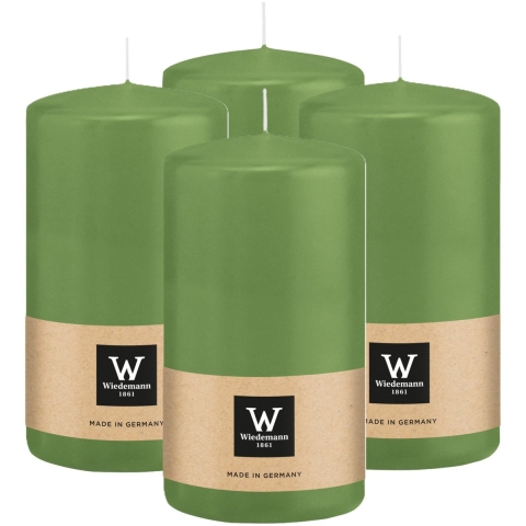 Cilinderkaars/stompkaars - 4x - lichtgroen - 13 x 7 cm - 52 branduren -